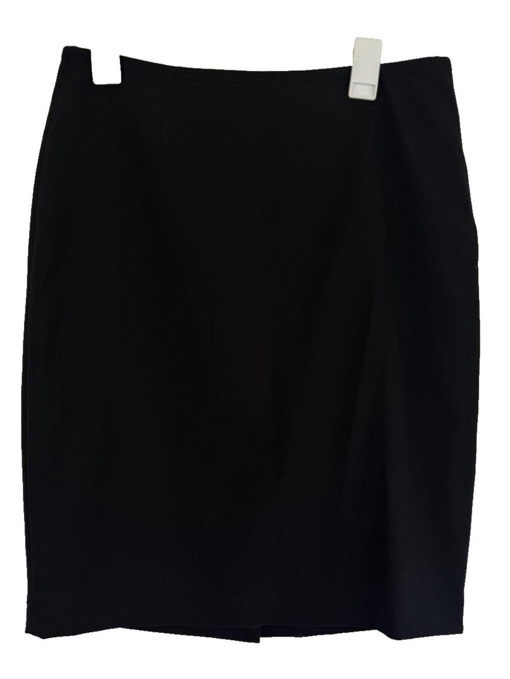 Calvin Klein Black Pencil Skirt Womens Size 10 Slit Mini Dark Academia Business